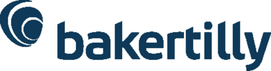 Logo of Baker Tilly with a stylized circular emblem on the left.