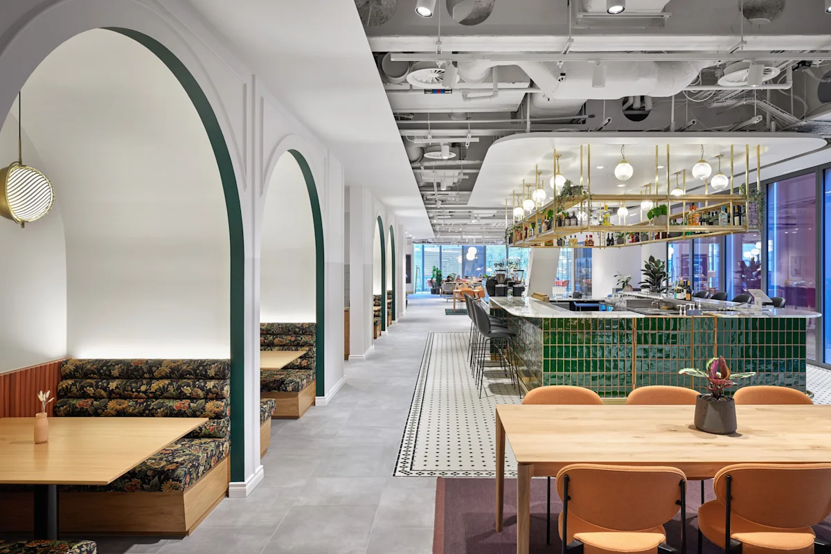 Modern interior of Bishopsgate 22 in London featuring a stylish bar and seating areas.