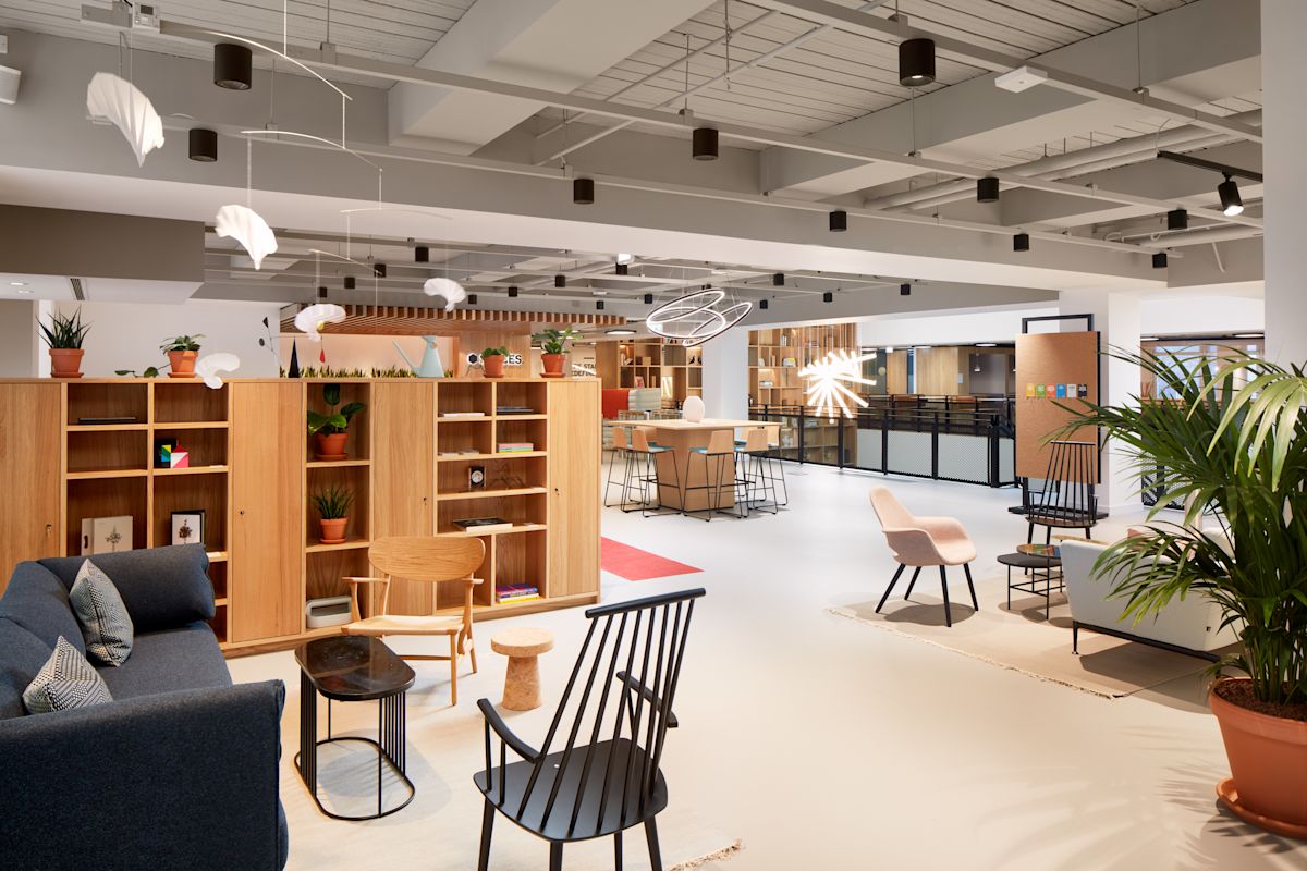 Modern office interior at New Broad Street 35, London with stylish furniture and open space design.