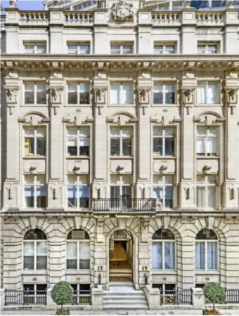 Facade of a historic building at St Helens Place 17 in London.